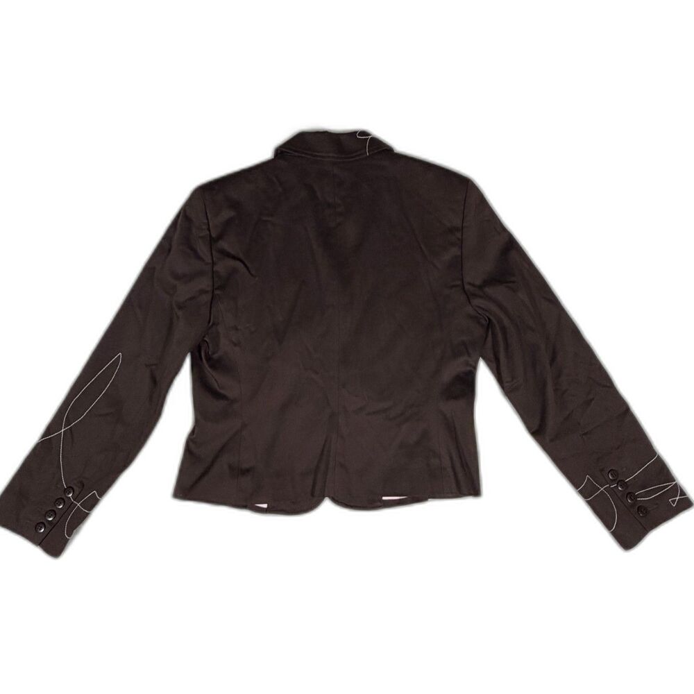 Vintage 90s Harve Benard Blazer 10P Brown Pink Art Stitch Y2K Petite